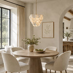 Layered Marble Disc Pendant installed above a dining table