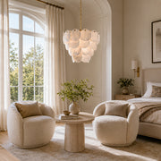 Layered Marble Disc Pendant displayed in a furnished interior