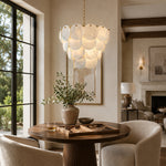 Layered Marble Disc Pendant displayed in a furnished interior