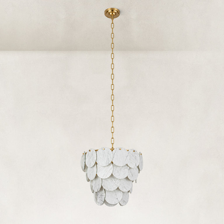Product detail of Layered Marble Disc Pendant against a neutral background