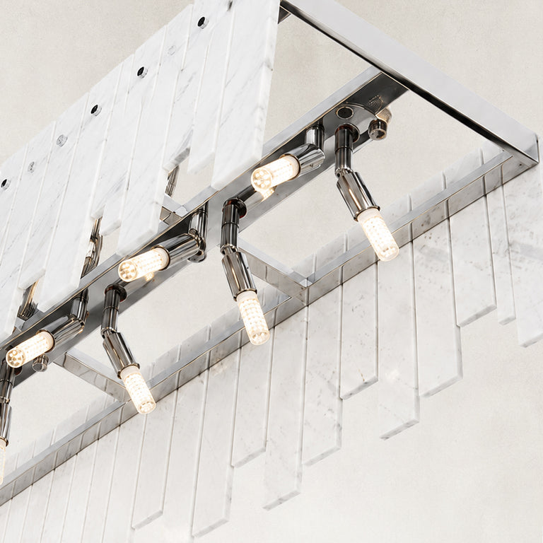 Layered Marble Panel Island Pendant displayed in a bathroom interior