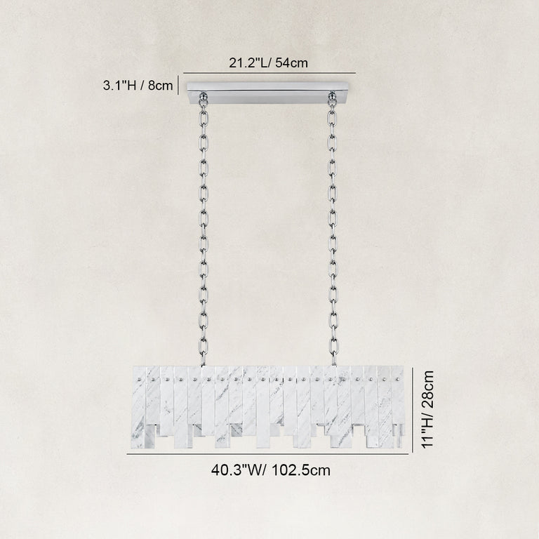 Dimension diagram for Layered Marble Panel Island Pendant