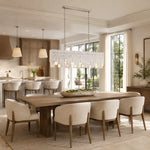 Layered Marble Panel Island Pendant installed above a dining table