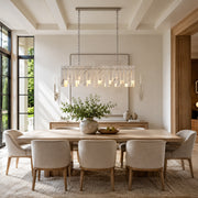 Layered Marble Panel Island Pendant installed above a dining table