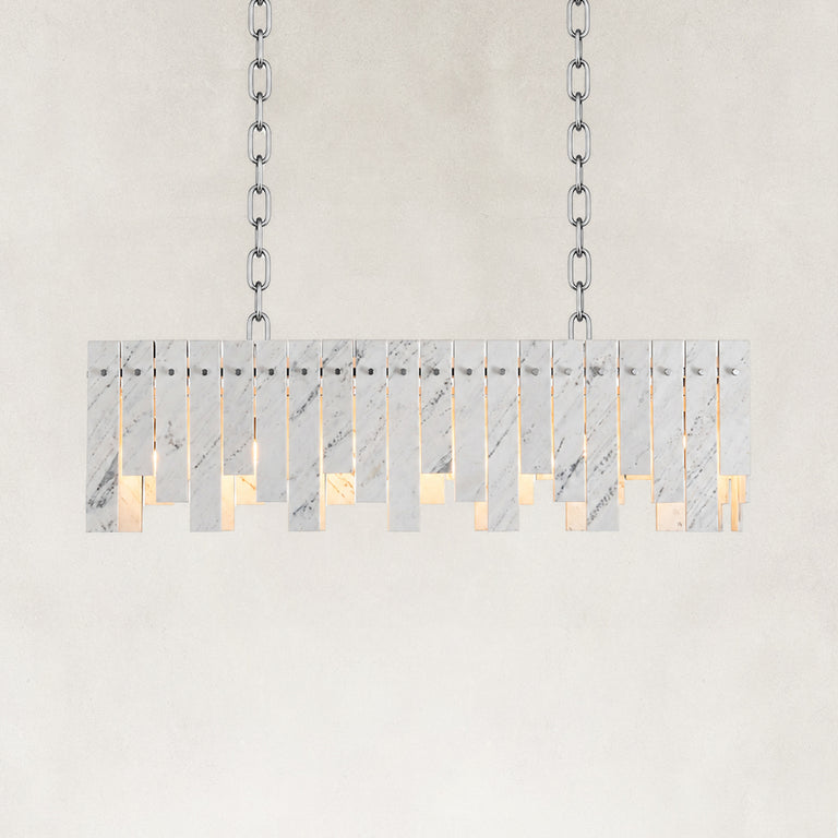 Product detail of Layered Marble Panel Island Pendant against a neutral background