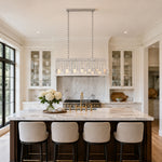 Layered Marble Panel Island Pendant displayed in a furnished interior