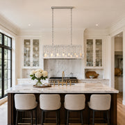 Layered Marble Panel Island Pendant displayed in a furnished interior