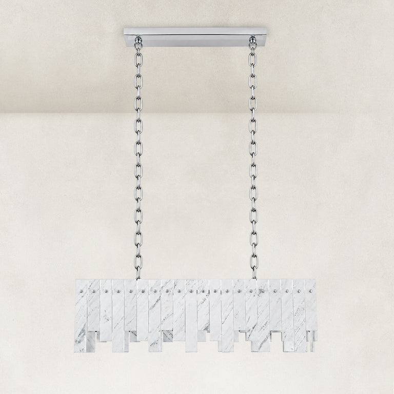 Product detail of Layered Marble Panel Island Pendant against a neutral background