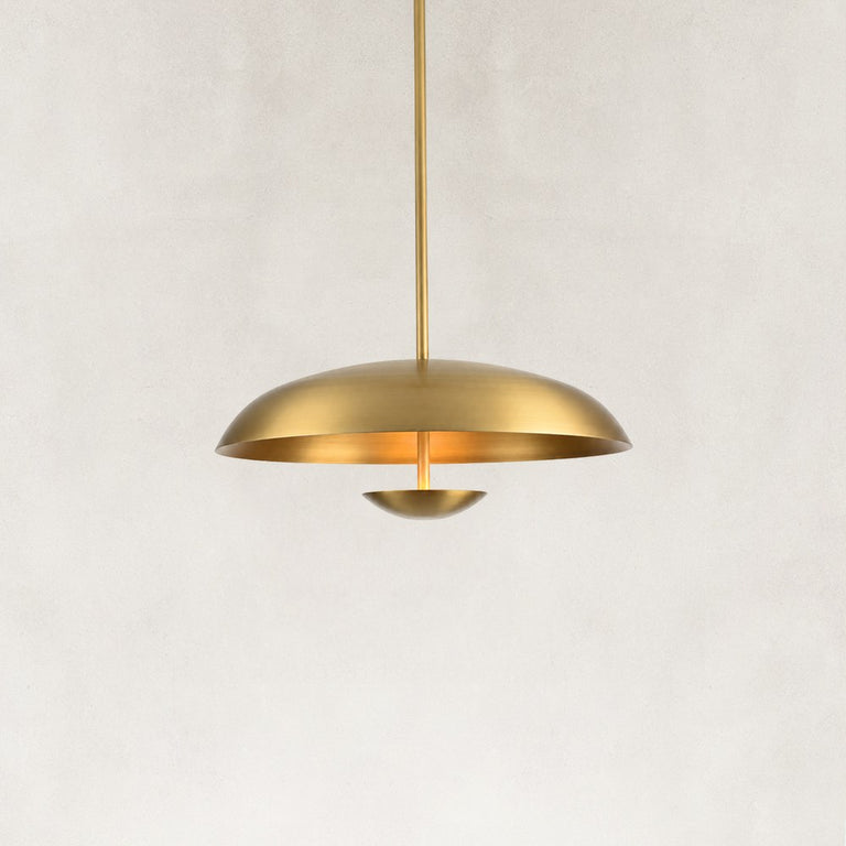 Layered Metal Disc Pendant in Aged Brass - alternate angle