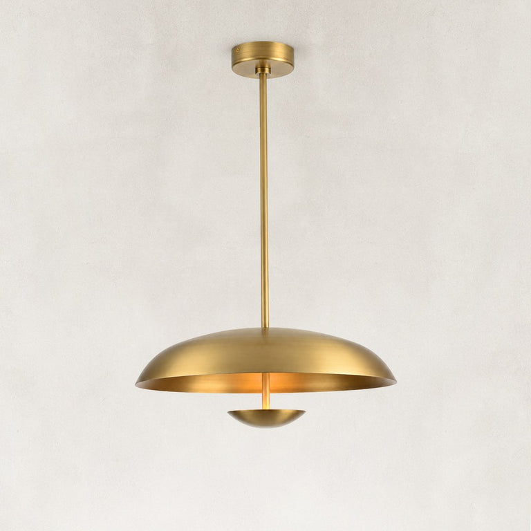 Layered Metal Disc Pendant in Aged Brass - complete fixture
