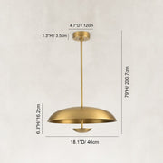 Layered Metal Disc Pendant in Aged Brass - dimension diagram