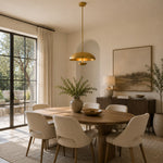 Layered Metal Disc Pendant in Aged Brass - interior setting