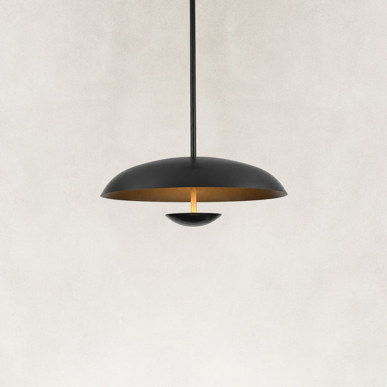 Layered Metal Disc Pendant in Matte Black - alternate angle
