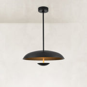 Layered Metal Disc Pendant in Matte Black - complete fixture