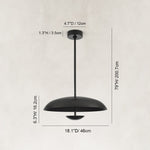 Layered Metal Disc Pendant in Matte Black - dimension diagram