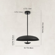Layered Metal Disc Pendant in Matte Black - dimension diagram