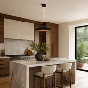 Layered Metal Disc Pendant in Matte Black - interior setting