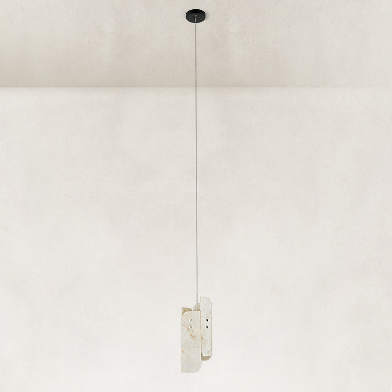 Product detail of Layered White Marble Blade Pendant against a neutral background