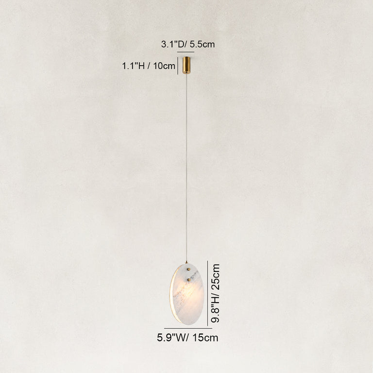 Dimension diagram for Layered White Marble Disc Pendant