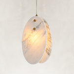 Product detail of Layered White Marble Disc Pendant against a neutral background