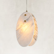 Product detail of Layered White Marble Disc Pendant against a neutral background