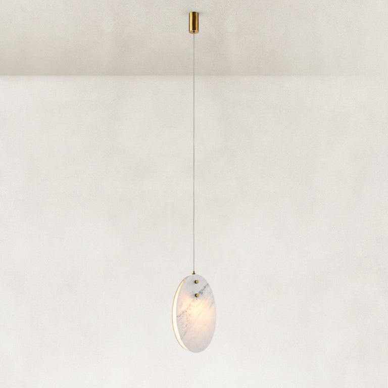 Layered White Marble Disc Pendant shown in full against a neutral background