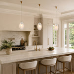 Layered White Marble Disc Pendant installed above a kitchen island