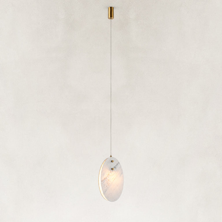 Layered White Marble Disc Pendant shown against a neutral background