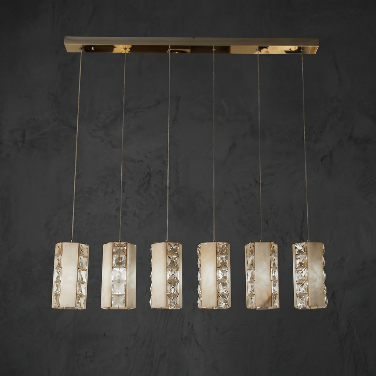 Caratelle Cluster Lights Over Dining Table by Dalmivik, complete fixture view
