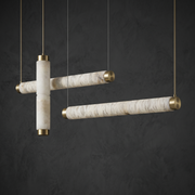 Linea Modern Brass Linear Pendant Light by Dalmivik, complete fixture view