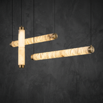 Linea Modern Brass Linear Pendant Light by Dalmivik, complete fixture view