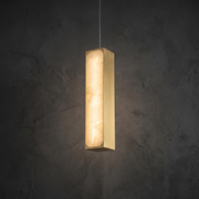 Mabel Brass Alabaster Pendant Light by Dalmivik, complete fixture view