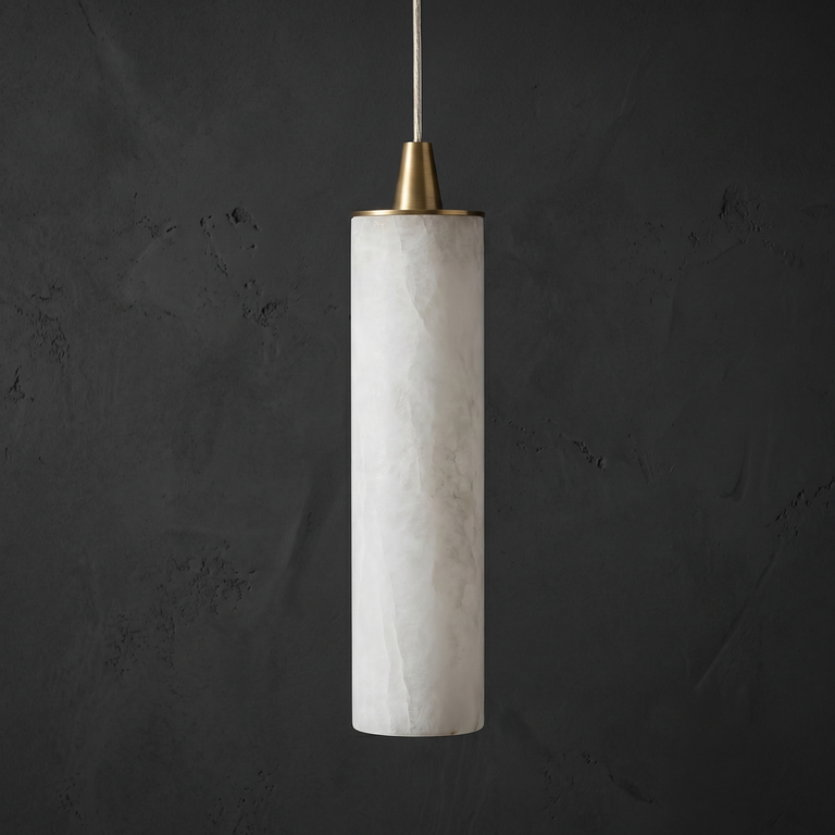 Linea Alabaster Kitchen Island Pendant Light by Dalmivik, complete fixture view