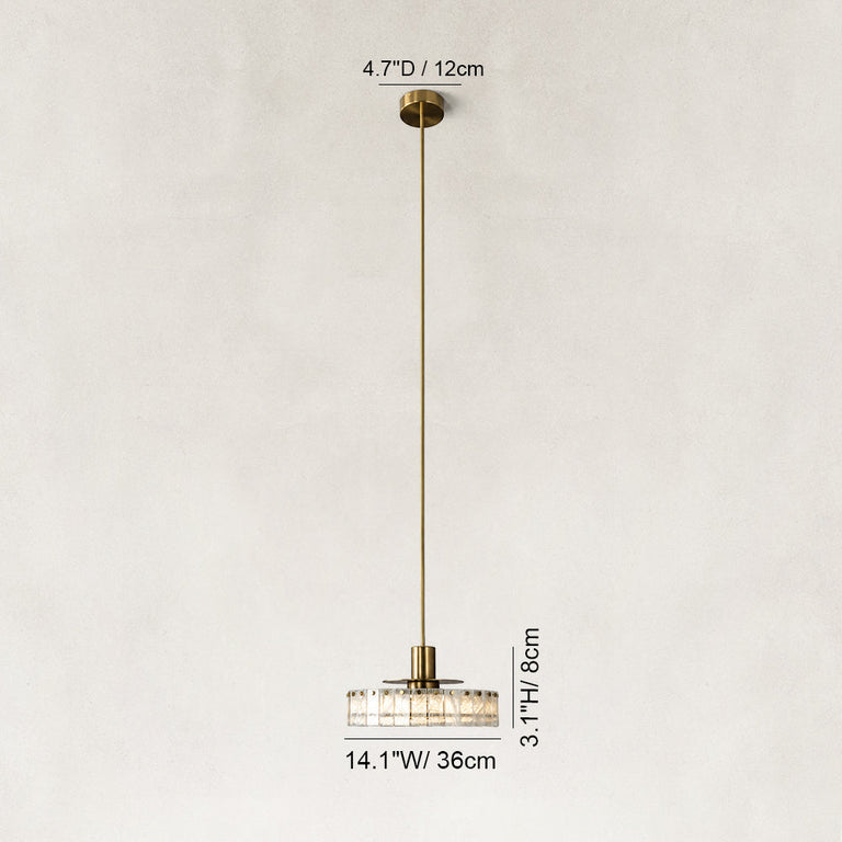 Dimension diagram for Low-Profile Marble Drum Pendant