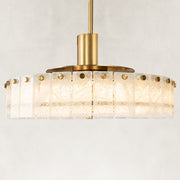 Product detail of Low-Profile Marble Drum Pendant against a neutral background