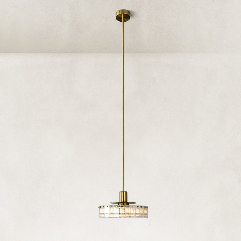 Low-Profile Marble Drum Pendant shown in full against a neutral background