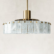 Product detail of Low-Profile Marble Drum Pendant against a neutral background