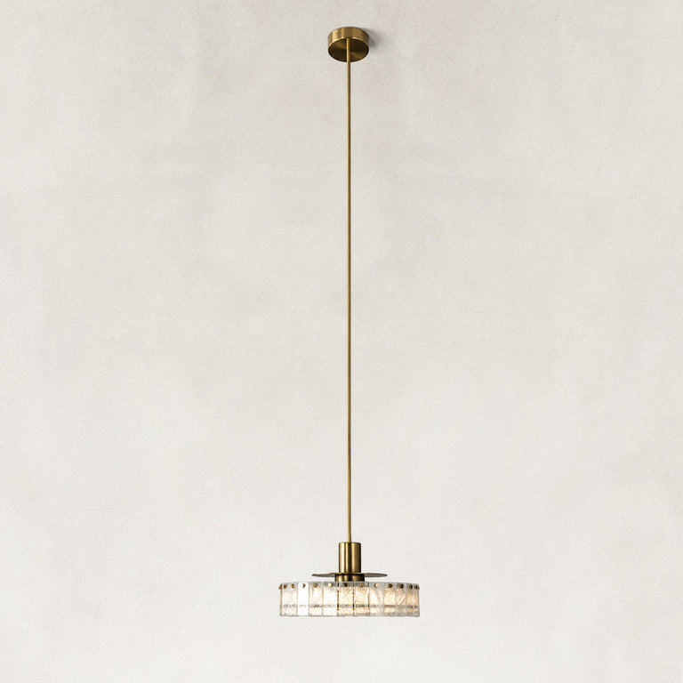Low-Profile Marble Drum Pendant shown against a neutral background