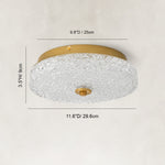 Dimensions of the low-profile textured glass flush mount