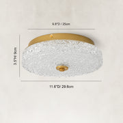Dimensions of the low-profile textured glass flush mount