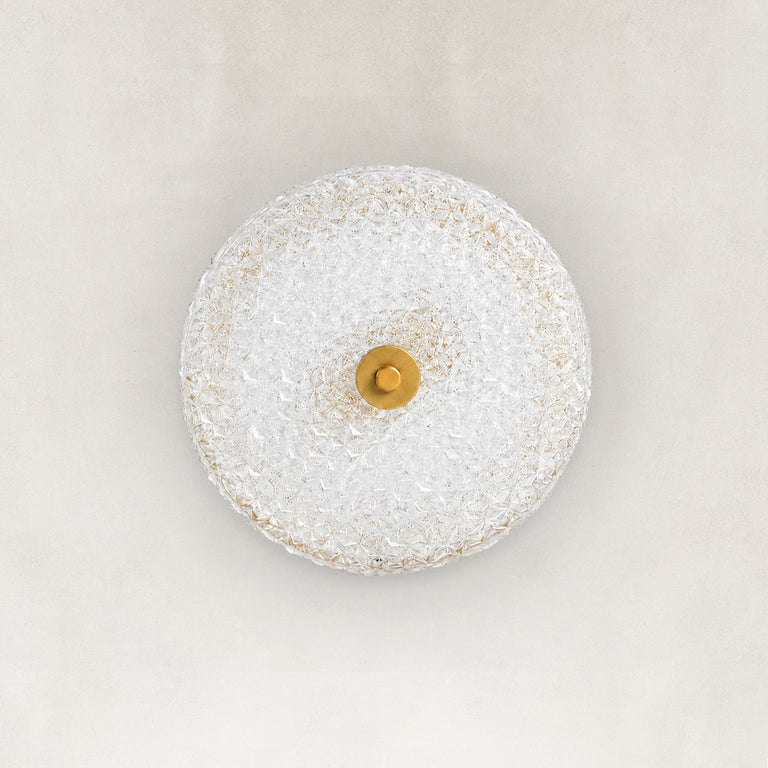 Underside detail of the textured clear glass diffuser
