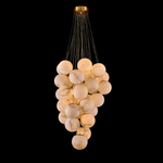 Luxury Gold & White Alabaster Globe Chandelier – 39" Diameter by Dalmivik, complete fixture view