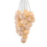 Luxury Gold & White Alabaster Globe Chandelier – 39" Diameter by Dalmivik, complete fixture view