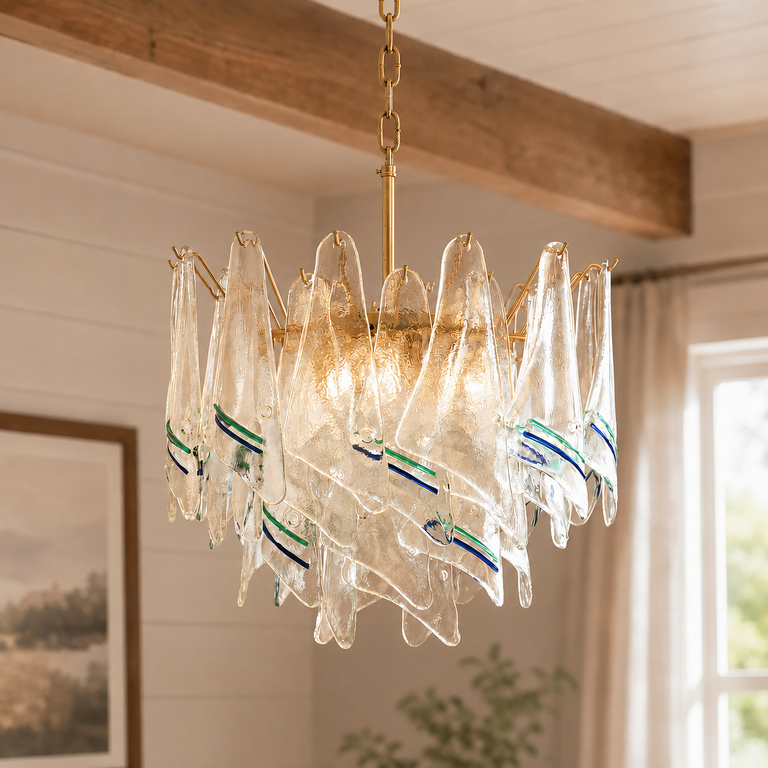 Maris Veil Clear Textured Glass Chandelier