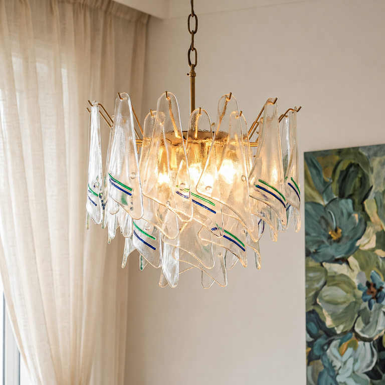 Maris Veil Clear Textured Glass Chandelier