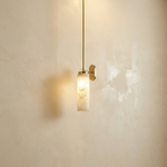 Rod Pendant Tall Drop Alabaster Brass Wall Sconce by Dalmivik, complete fixture view