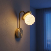 Branch Single Bud Alabaster Wall Sconce by Dalmivik, complete fixture view