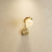 Branch Single Bud Alabaster Wall Sconce by Dalmivik, complete fixture view