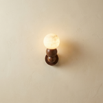 Bosco Alabaster Sphere Wall Sconce by Dalmivik, complete fixture view