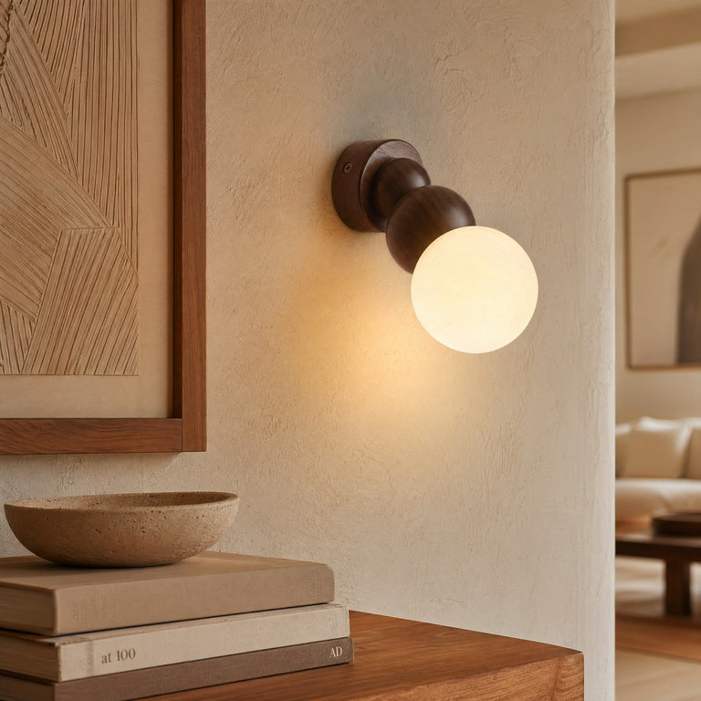 Bosco Alabaster Sphere Wall Sconce by Dalmivik, product or room detail view